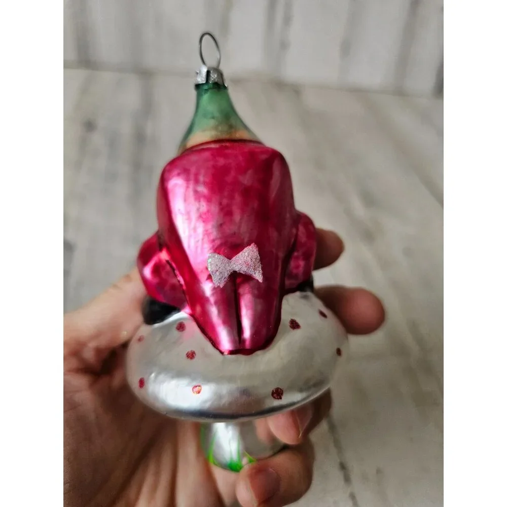 Vintage‎ glass elf mushroom ornament fairy 1992 Xmas tree